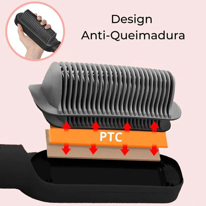 Escova Alisadora 5 em 1 - Alisa, Seca, Hidrata, Modela e Anti-Frizz - Bivolt - Shop MP Imports